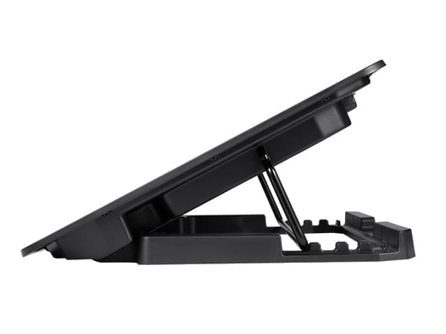 BASE PARA NOTEBOOK NISUTA RECLINABLE CON 2 FANS, CON HUB USB, REGULACION DE VELOCIDAD DE FANS, Y LUCES