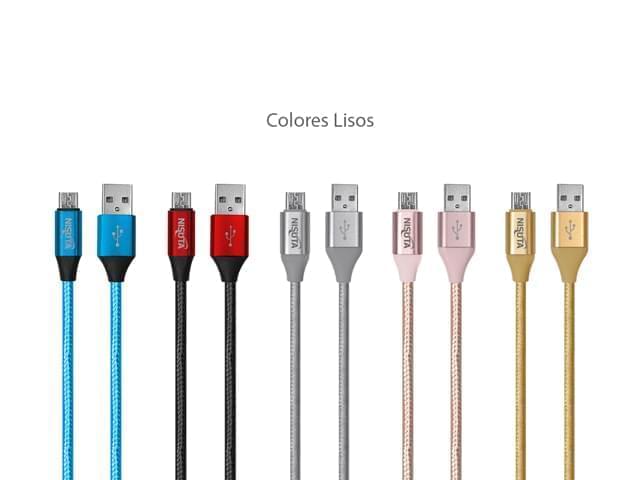 CABLE NISUTA USB 2.0 A MICRO USB DE 1M, SOPORTA HASTA 2.1 AMPER EN LA CARGA DEL CELULAR, CON MALLA DE TELA