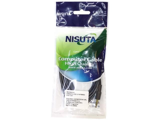 CABLE NISUTA AUDIO STEREO 3.5MM M-M 1.8M
