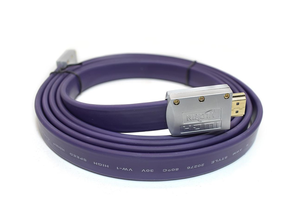 CABLE NISUTA HDMI A HDMI v2.0 FLAT 2 MTS CALIDAD SUPREMA EN CAJA