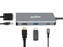 DOCKING NISUTA USB C 3.1 a HDMI, VGA, Red, Hub USB, Audio, PD, lector tarjetas