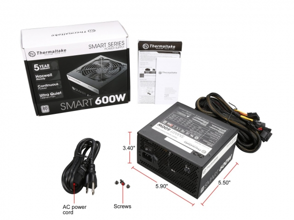 FUENTE DE PC THERMALTAKE 600WATTS SMART 80PLUS