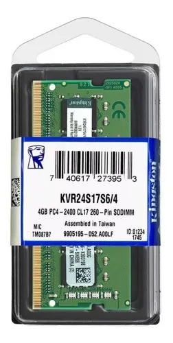 MEMORIA SODIMM KINGSTON DDR4  4GB 2400  NO-ECC 