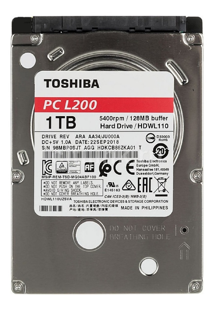 DISCO RIGIDO TOSHIBA P/NOTEBOOK  1TB SATAII 3.0 7mm