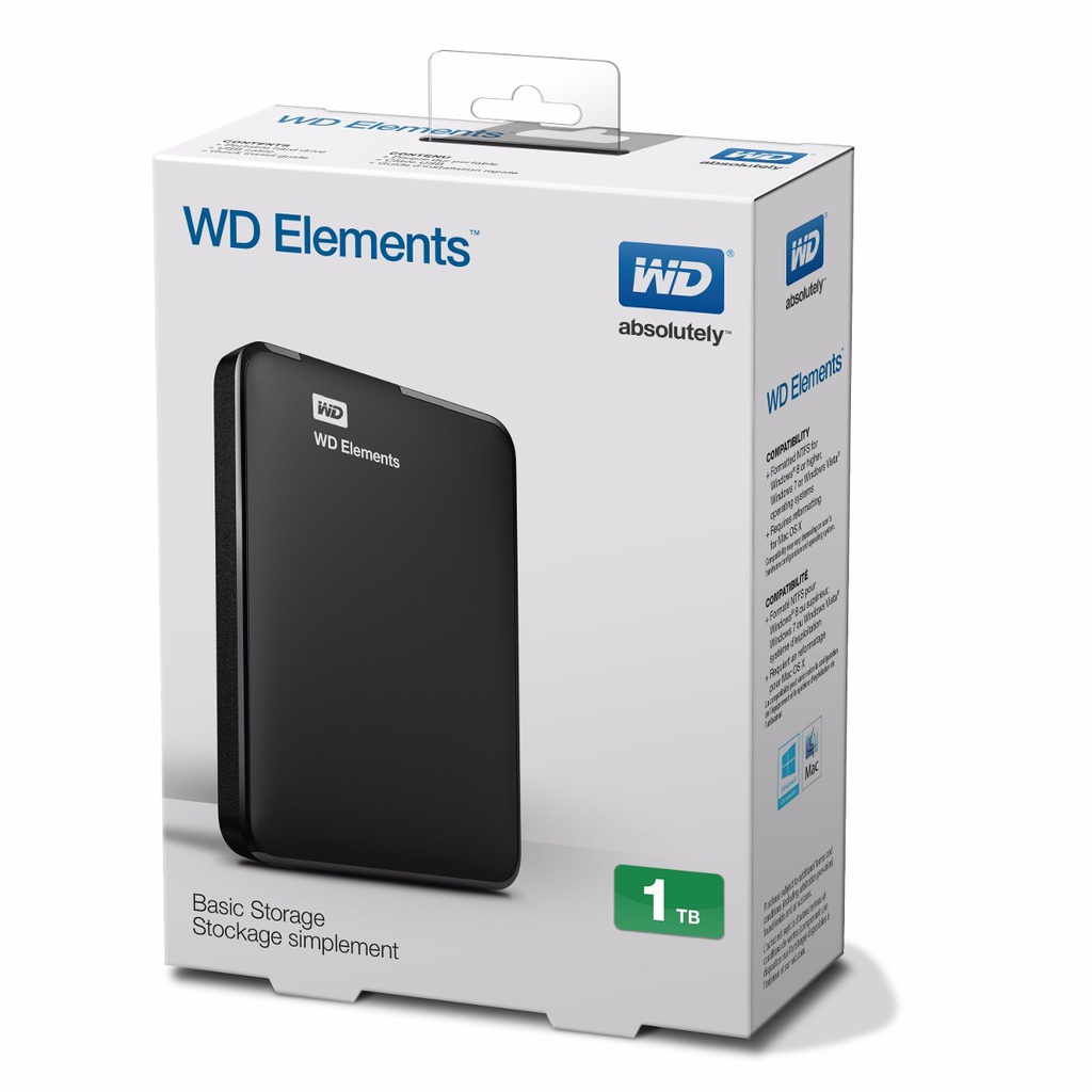 DISCO RIGIDO EXTERNO WESTERN DIGITAL 1TB ELEMENTS USB 3.0 BLACK  2.5"