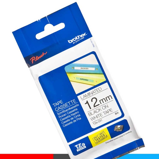 [TZE-231] CINTA BROTHER P/ROTULADORA  TZE231 12MM NEGRO/BLANCO