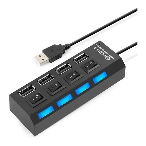[959297] HUB USB INT.CO 2.0 DE 4 PUERTOS  C/LUZ  C/INTERRUPTOR
